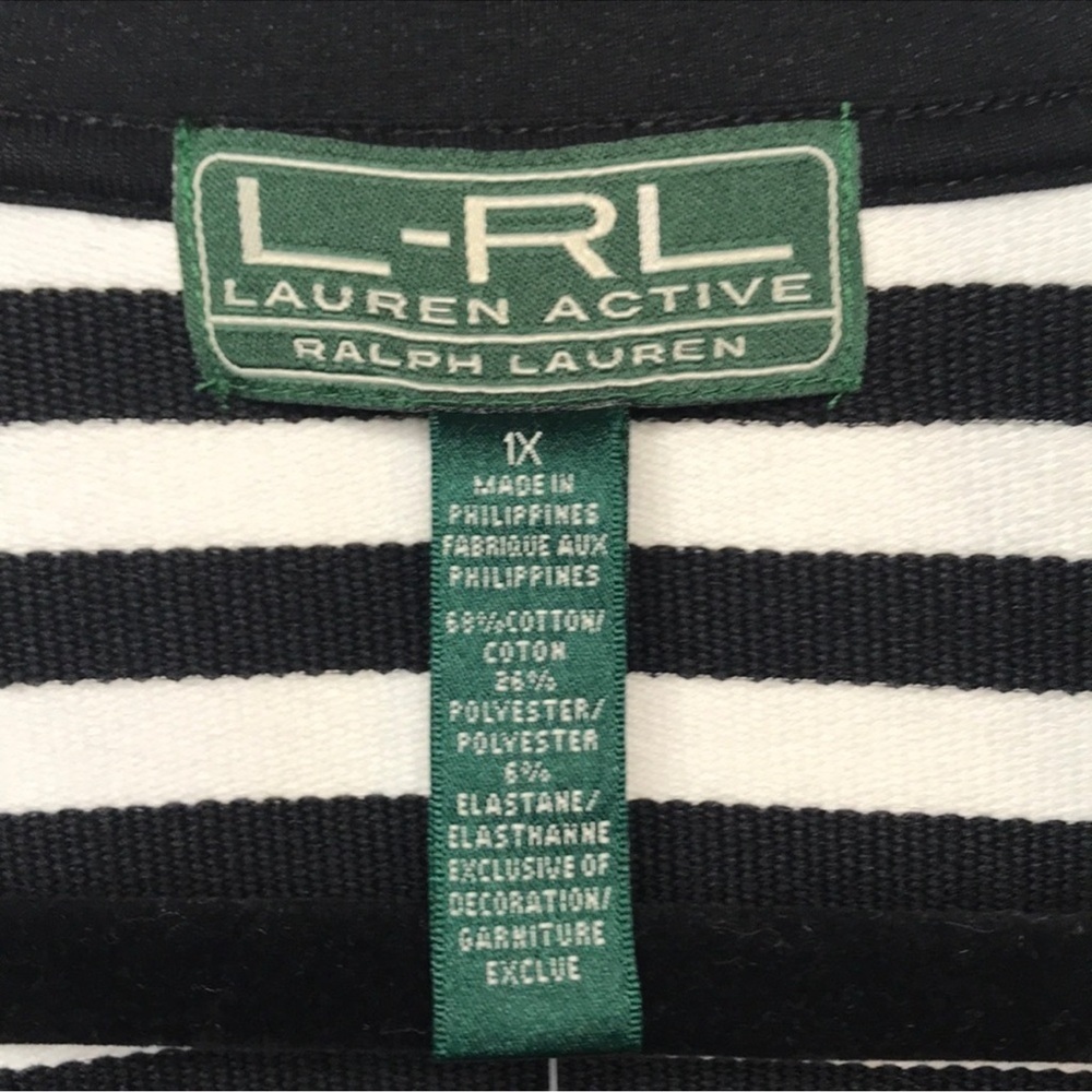 NWT Lauren Ralph Lauren L-RL Lauren Active Striped Zip Jacket Black White Sz 1X - Picture 6 of 10